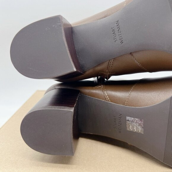 Stuart Weitzman Ryland 60 Zip Leather Ankle Heeled Boots Booties Brown US 9.5 - Picture 12 of 14